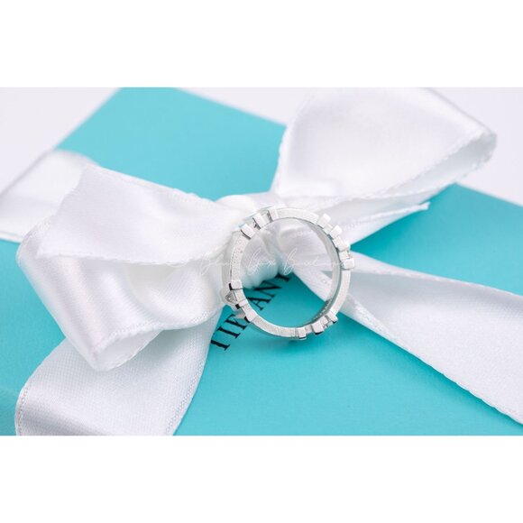 Tiffany & Co. Ring Unisex Atlas Roman Numerals Narrow Band Vintage Pinky Ring - Picture 6 of 9